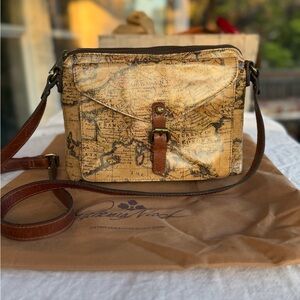 Patricia Nash Tan Map Print Crossbody Bag